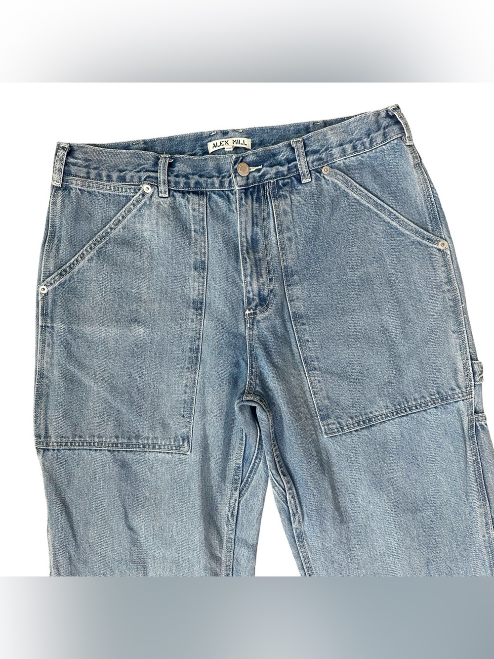 Men’s Alex Mill Light Wash Zipper Fly Carpenter Painters Jeans Size 35 - Picture 2 of 7